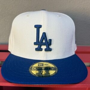 New Era 59Fifty MLB Los Angeles Dodgers Two-Tone Blue White Hat Size 7 1/4 NEW